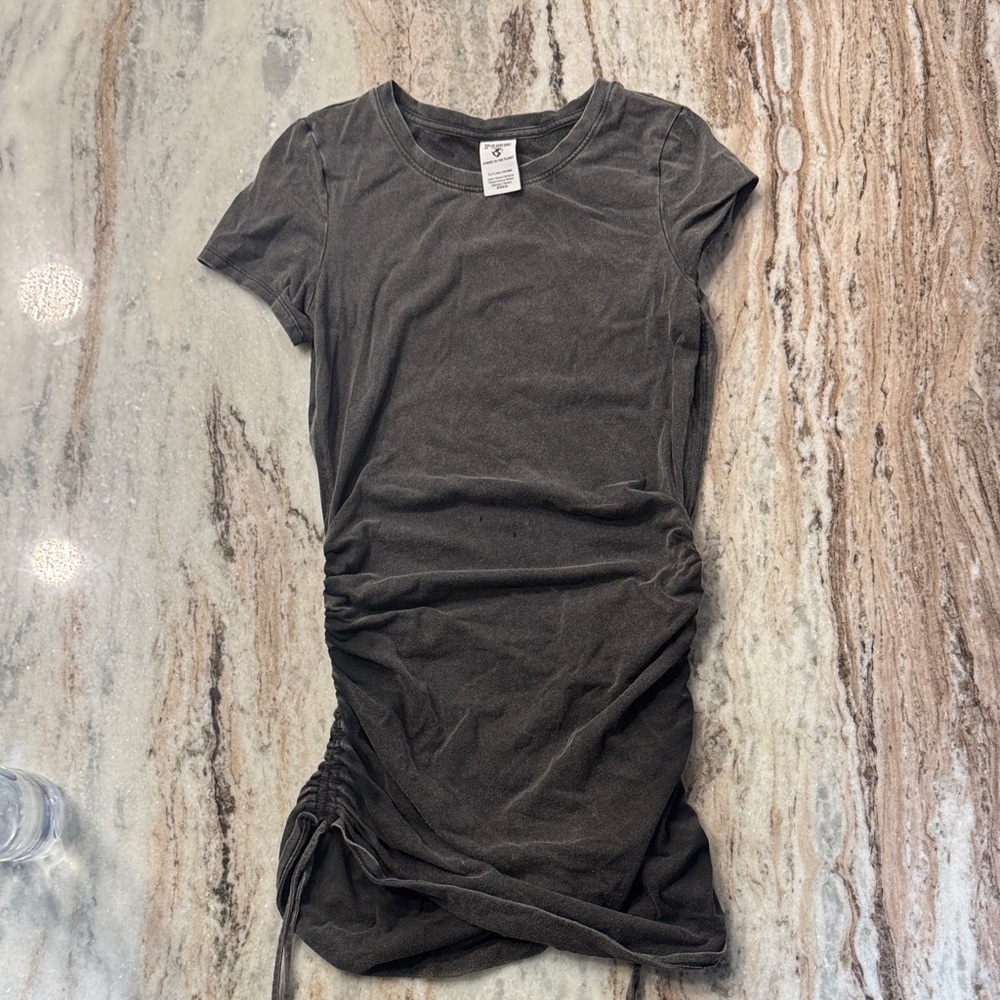 PINK Victoria's Secret Charcoal Ruched Tee